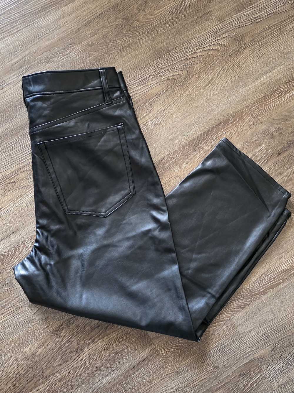 Abercrombie & Fitch Men’s Slim Straight Faux Leather Jeans — Black
